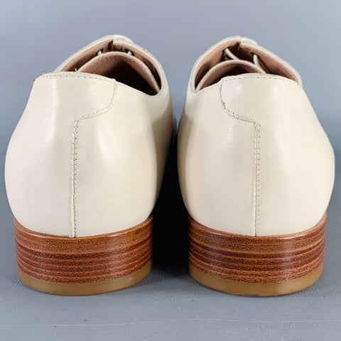 PAUL SMITH Size 8 Cream Perforated Leather Oxford Lace-Up Shoes