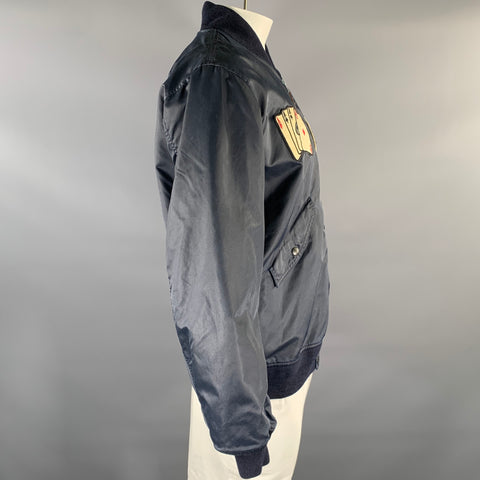 RRL by RALPH LAUREN Size XL Navy Patches Nylon Bomber Jacket
