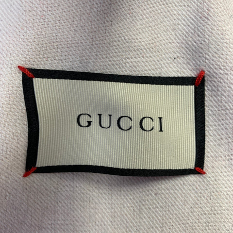 GUCCI Size M Hollywood Grey Painted Cotton Distressed Studded Denim Jacket