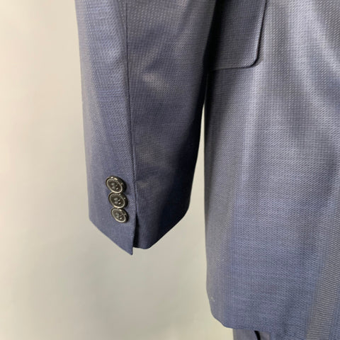 VERSACE COLLECTION Size 46 Navy Wool Shiny Notch Lapel Suit