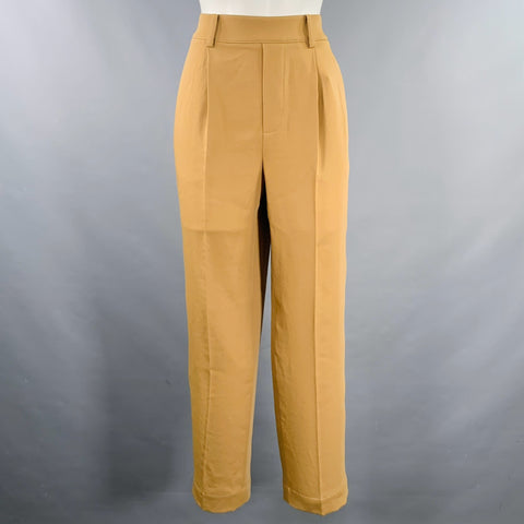 VINCE Size M Tan Polyester Pleated Casual Pants
