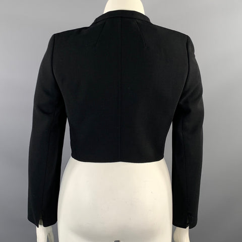 AKRIS Size 10 Black Solid Clasp Jacket Indoor Blazer