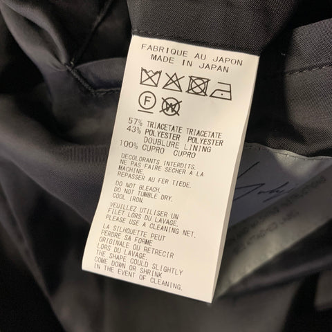 YOHJI YAMAMOTO Chest Size 42 Black Triacetate Blend Double Breasted 34 31 Suit