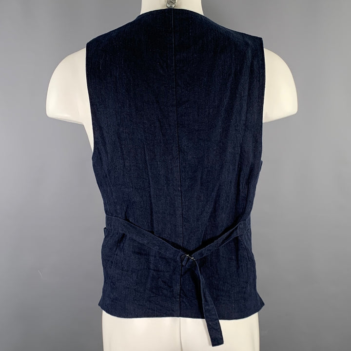 ALEX MILL Size M Navy Herringbone Linen Waistcoat Vest