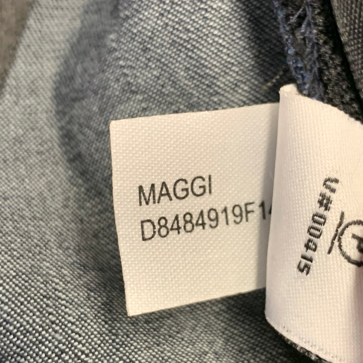 DIANE VON FURSTENBERG Size 4 Maggi Black Navy Cotton Blend Lace Long Sleeve Wrap Shirt Dress