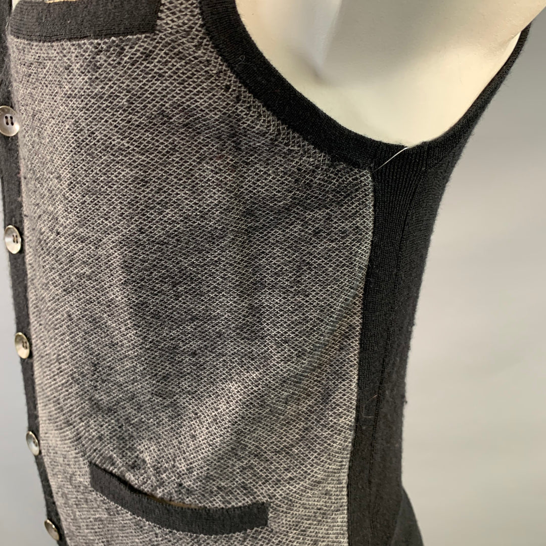 RAG & BONE Size L Grey Black Geometric Wool V-Neck Vest