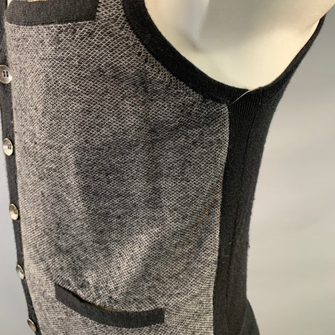 RAG & BONE Size L Grey Black Geometric Wool V-Neck Vest