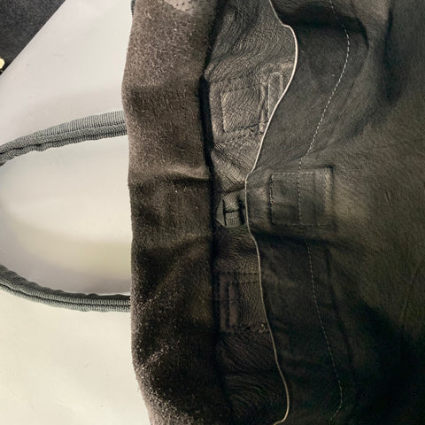 OXS Black Solid Leather Cross Body Tote Bag