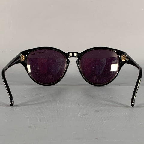 LACOSTE Black Gold Acetate Round Sunglasses