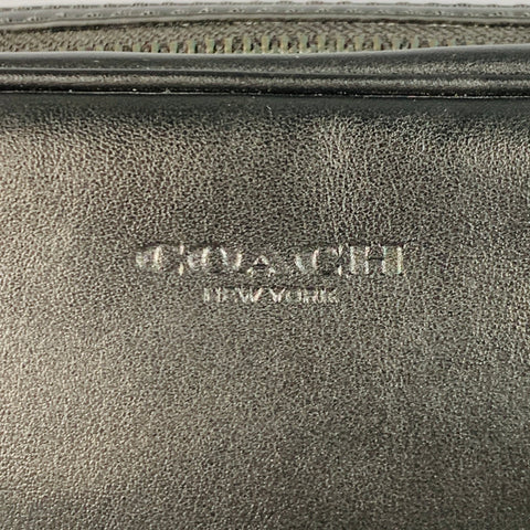 COACH One Size Black Leather Zip Toiletry Bag