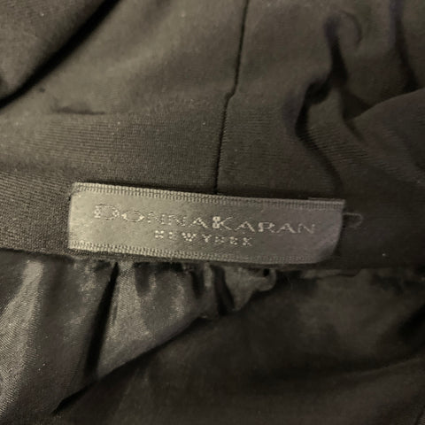 DONNA KARAN Size M Black Silk Blend Ruched Bubble Hem Long Skirt