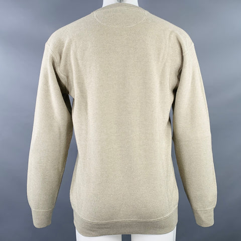TSE Size S Beige Waffle Knit Silk Cashmere Crew Neck Pullover