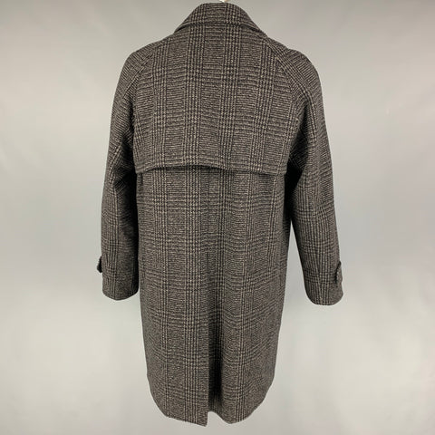 THE KOOPLES Size XL Grey Black Plaid Wool Blend Coat