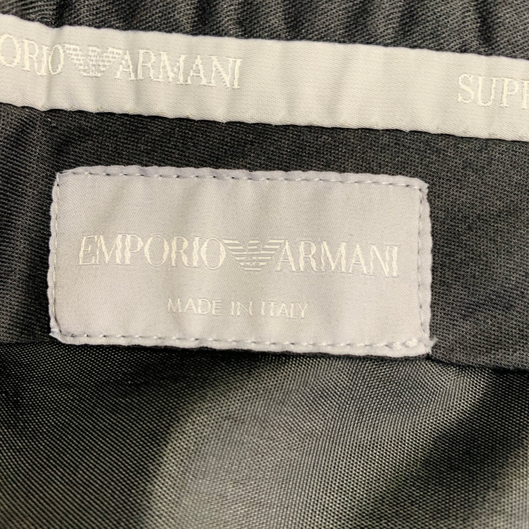 EMPORIO ARMANI Size 40 Navy Textured Wool Silk Single Breasted Notch Lapel Suit