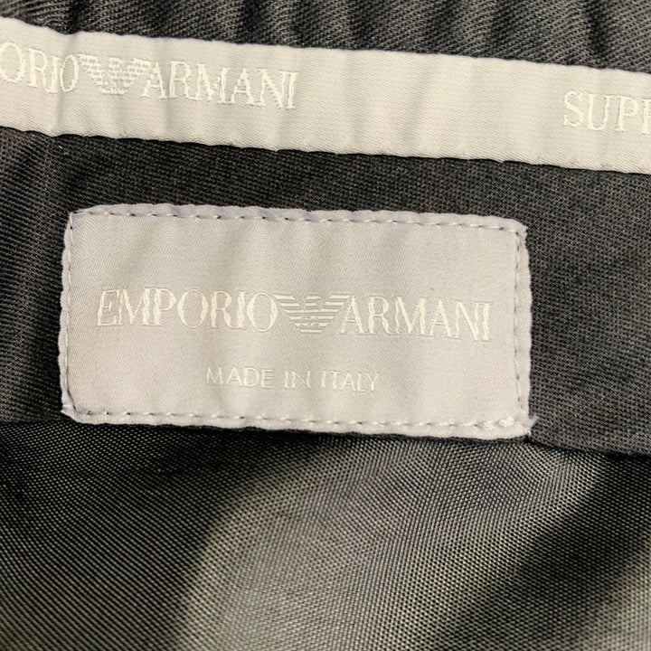 EMPORIO ARMANI Size 40 Navy Textured Wool Silk Single Breasted Notch Lapel Suit