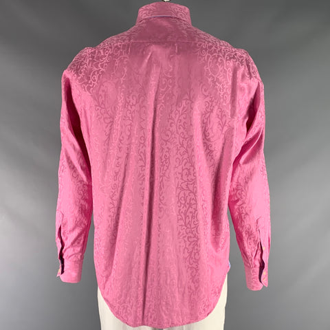 ROBERT GRAHAM Size L Pink Jacquard Cotton Button Up Long Sleeve Shirt