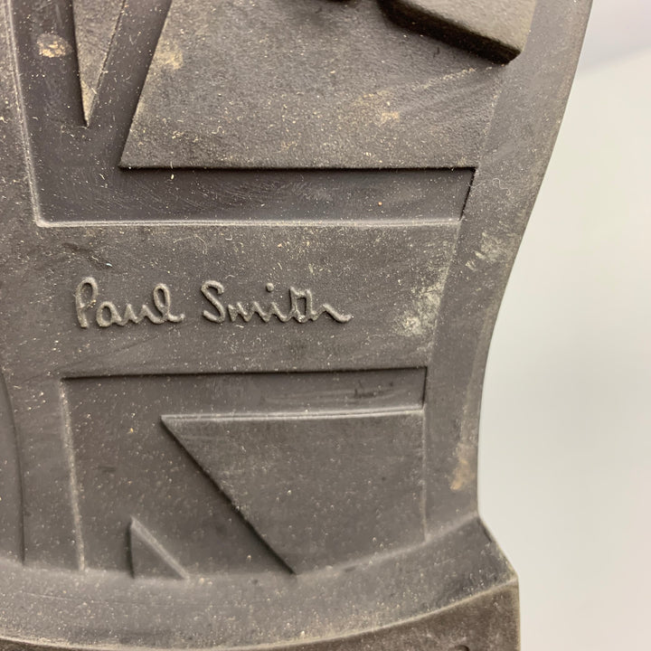PAUL SMITH Talla 9 Botas con punta de ala de cuero perforado negro