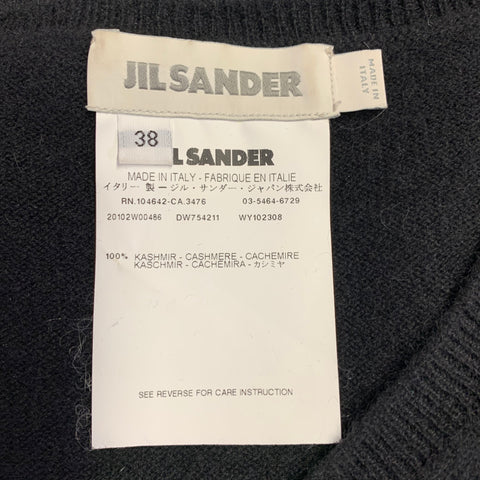 JIL SANDER Size M Black Cashmere Knit V-Neck Pullover