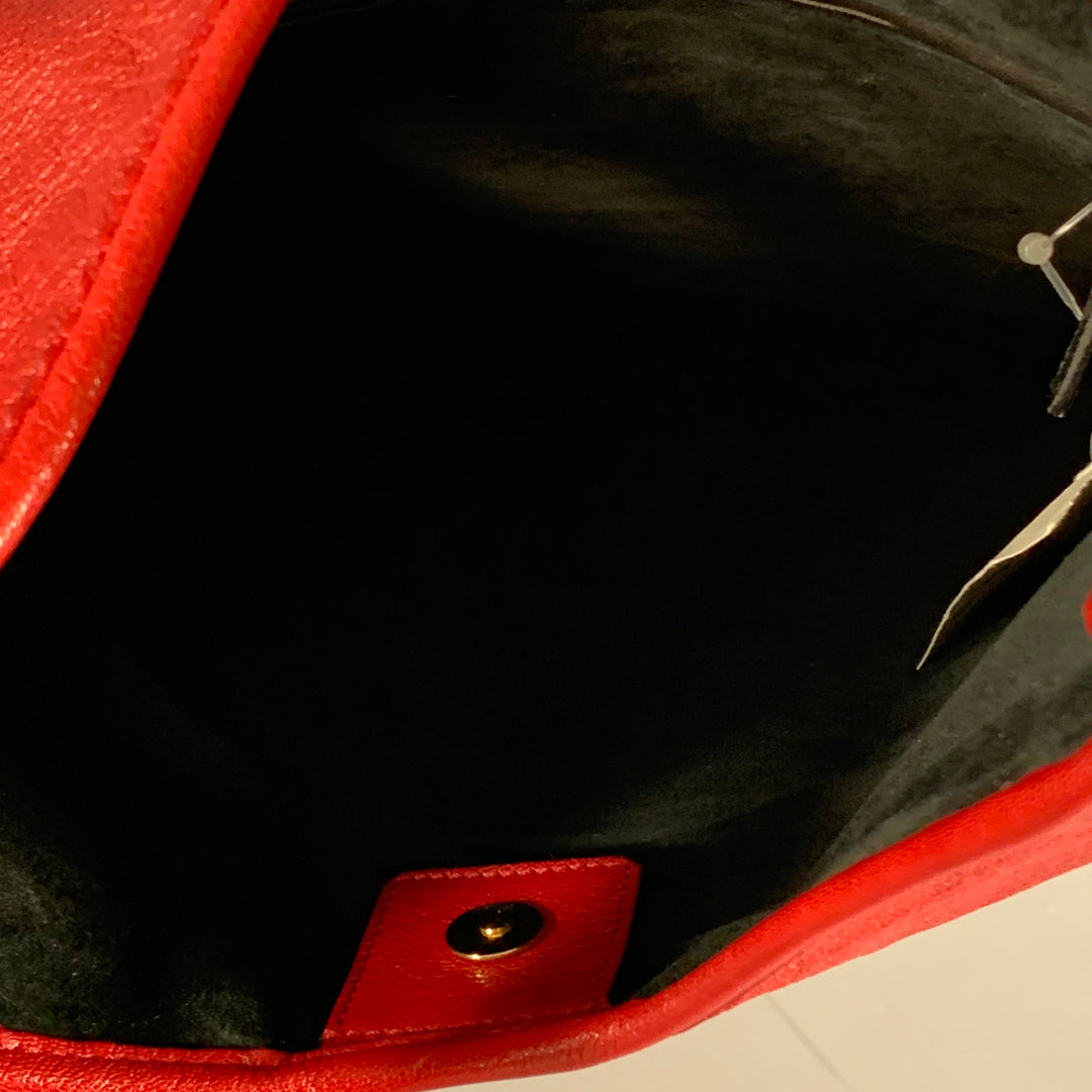 YVES SAINT LAURENT St Tropez Red Goat Leather Top Handles Hobo Handbag