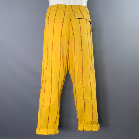 KAPITAL Size S Yellow Red Cotton  Linen K2103LP029 YELL Stripe Casual Pants