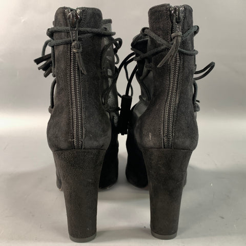 STUART WEITZMAN Size 9 Black Mesh Textured Suede Boots