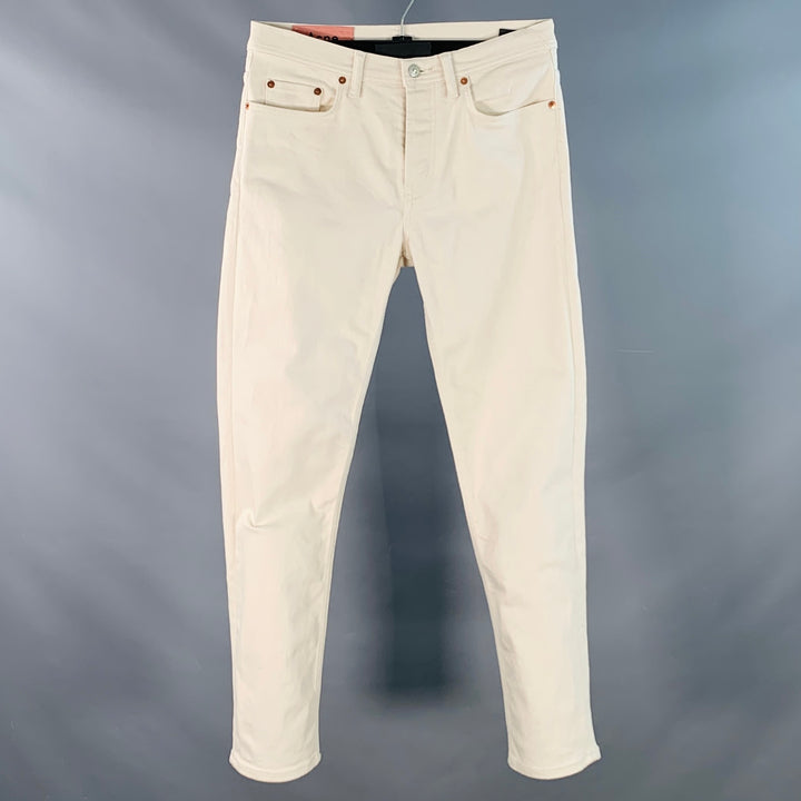 ACNE STUDIOS Size 28 River Ivory Cream Cotton Blend Twill Button Fly Jeans