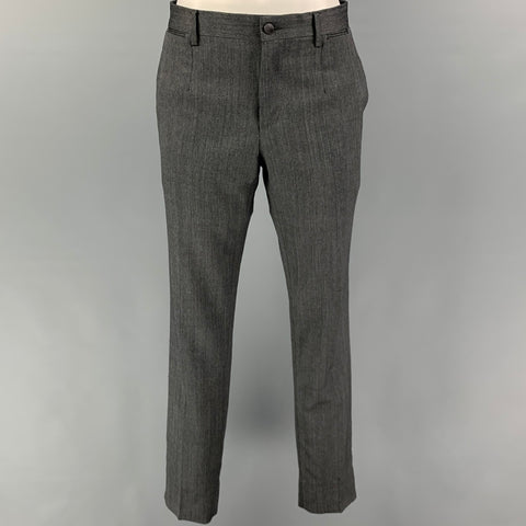 DOLCE &amp; GABBANA Taille 36 Costume de smoking à revers cranté en laine et soie grise