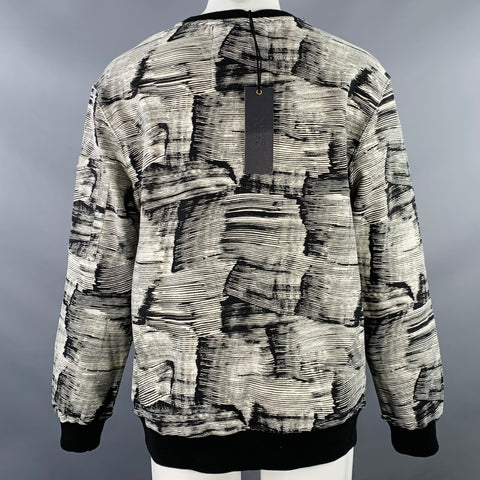 MADISON SUPPLY Size M Black White Abstract Brushstroke Cotton Crew Neck Sweatshirt