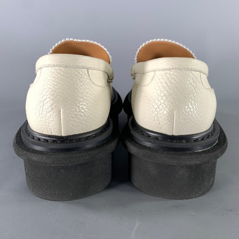 DRIES VAN NOTEN Size 6.5 Ivory Black Leather Loafers