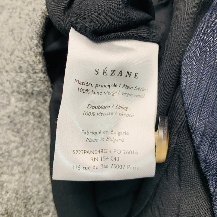 SEZANE Taille 2 Pantalon habillé taille haute en laine vierge grise