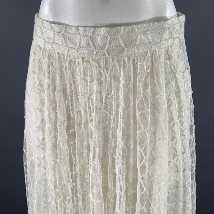 AKRIS Size 12 Cream Ivory Polyamid Wool Blend Lace Maxi Skirt