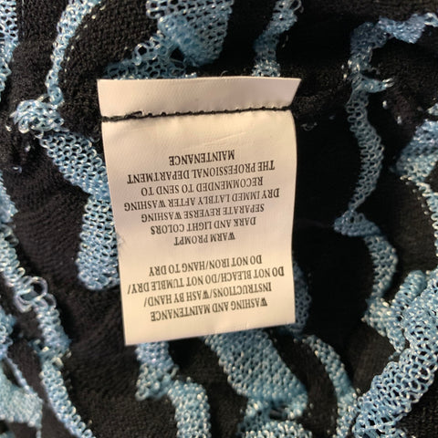 YUEQI QI Size L Blue Black Zig Zag Polyester Crew Neck Pullover
