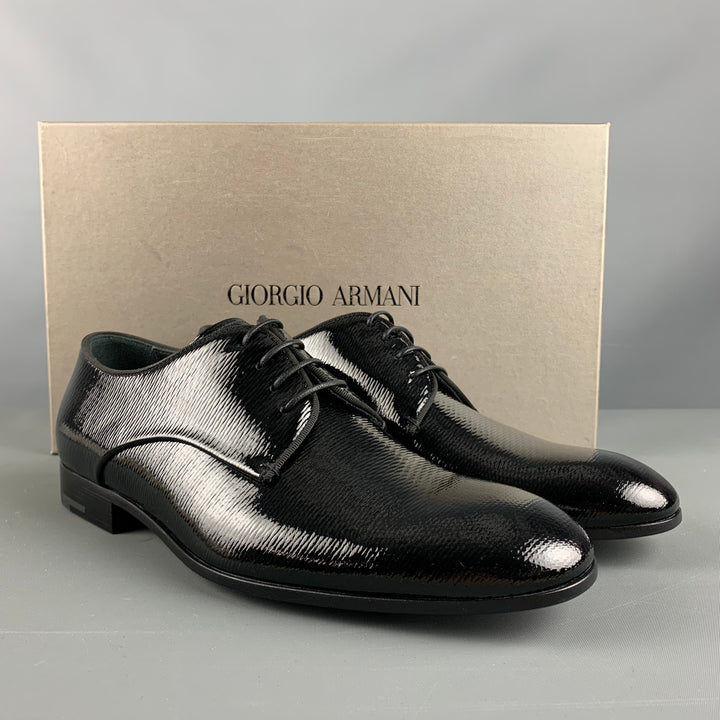 GIORGIO ARMANI Size 6 Black Solid Leather Lace Up Lace Up Shoes