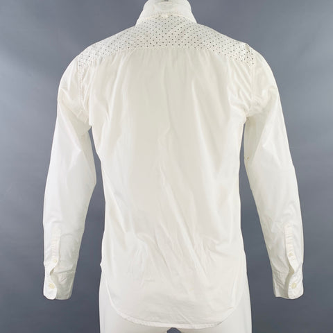 MAIDEN NOIR Size S White Black Dots One Pocket Long Sleeve Shirt