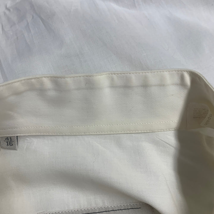 ERMENEGILDO ZEGNA Size S Cream Textured Wingtip French Cuff Tuxedo Long Sleeve Shirt