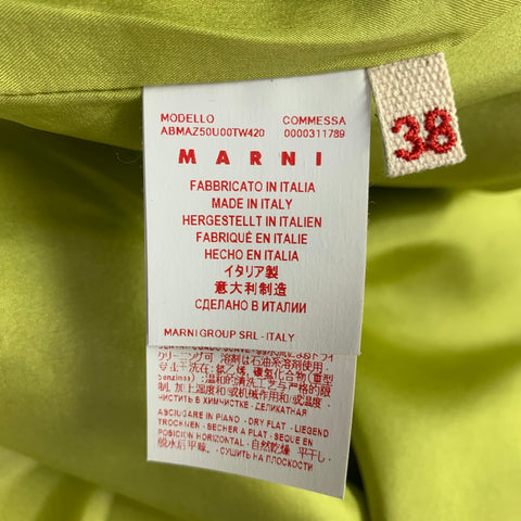 MARNI Size 2 Chartreuse Green Virgin Wool Twill Sheath Knee Length Dress