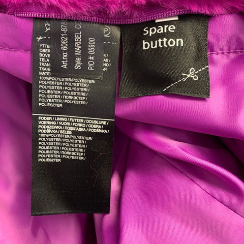 STAND STUDIO Size L Maribel Magenta Orange Color Block Faux Fur Coat