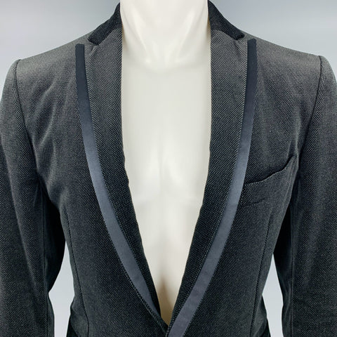 SALVATORE FERRAGAMO Size 40 Black Nailhead Cotton Velvet Sport Coat