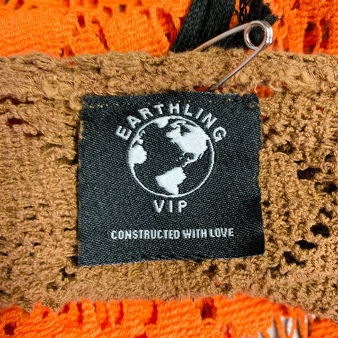 EARTHLING VIP Size L Orange Brown Lace Cropped T-shirt
