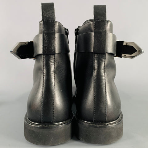 VERSUS by GIANNI VERSACE Size 12 Black Leather Side Zipper Boots