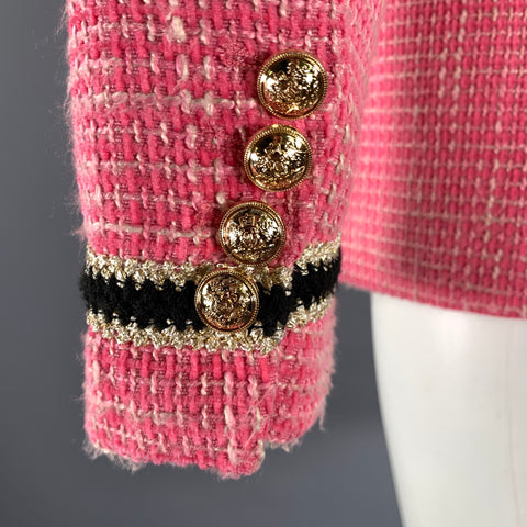 ORTTU Size XS Pink Gold Tweed Polyester Rayon Sport Coat