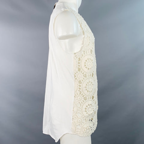 COMME des GARCONS HOMME PLUS 2019 Size M Beige White Crochet Cotton Tank Top