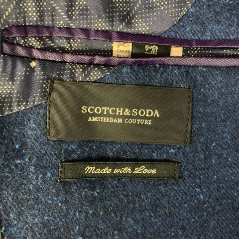 SCOTCH AND SODA Size 38 Navy Speckled Wool Blend Peak Lapel Suit