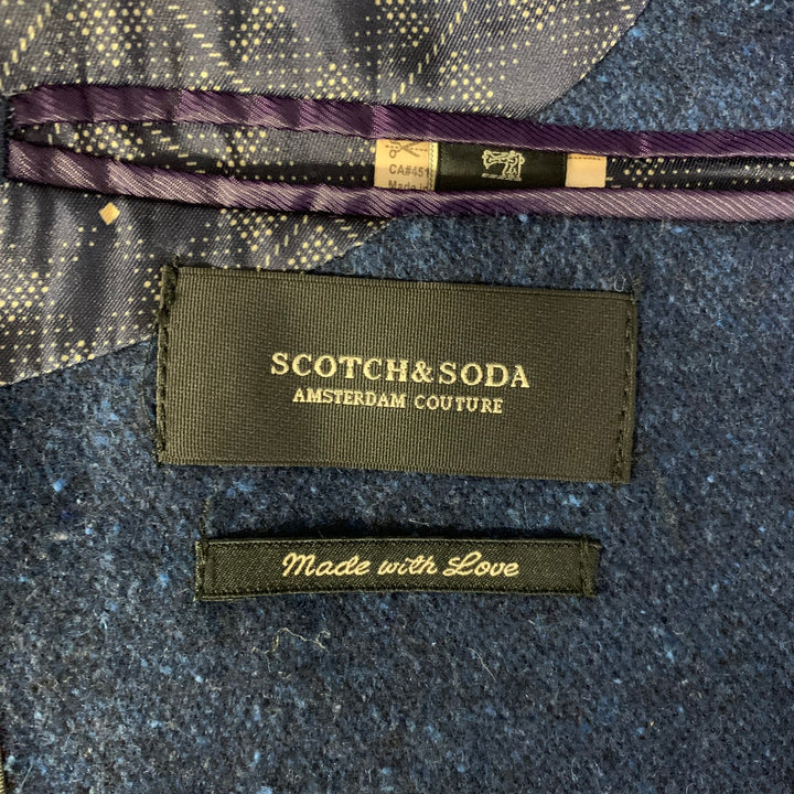 SCOTCH AND SODA Size 38 Navy Speckled Wool Blend Peak Lapel Suit