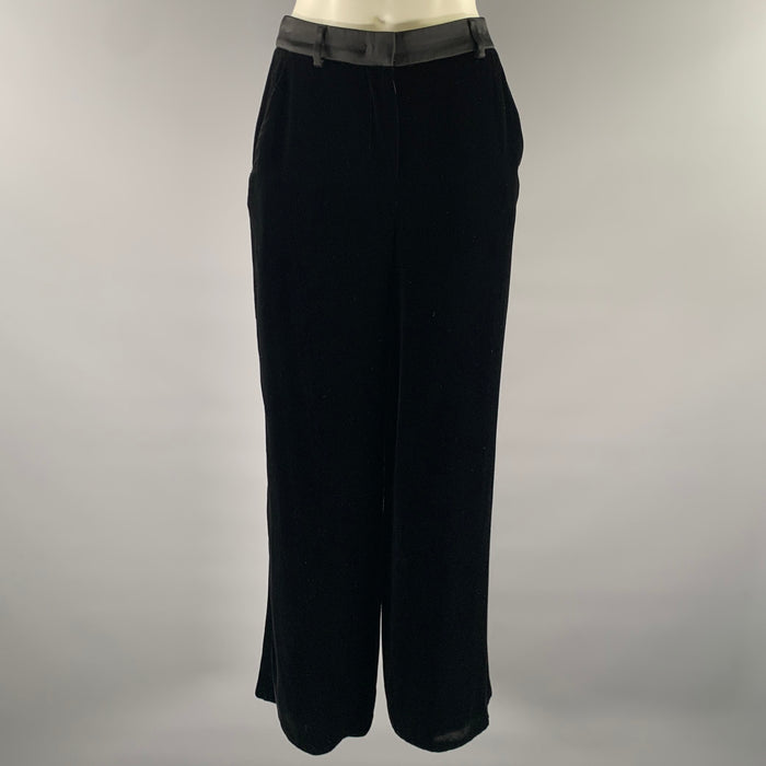 GIORGIO ARMANI Size 30 Black Velvet Wide Leg Dress Pants