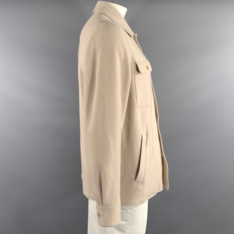 ELEVENTY Size 46 Khaki Textured Wool Patch & Slit Pockets Jacket
