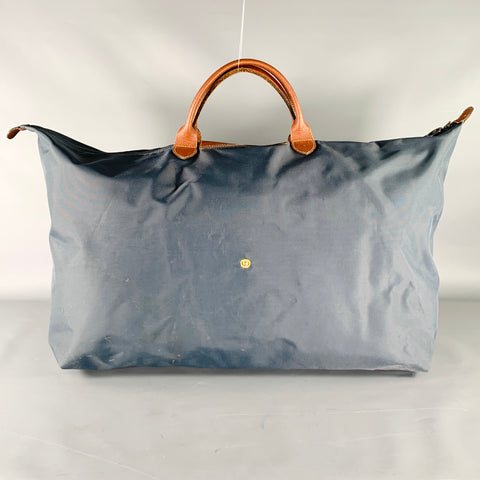 LONGCHAMP -Le Pliage- Grey Brown Nylon Overnight Bag