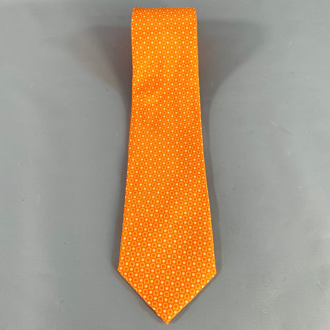 SALVATORE FERRAGAMO Orange Cream Gancini Logo Silk Tie