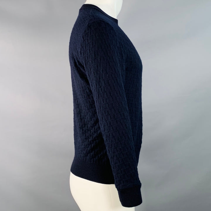 LOUIS VUITTON Size S Damier Signature Navy Checkered Wool Crew Neck Sweater