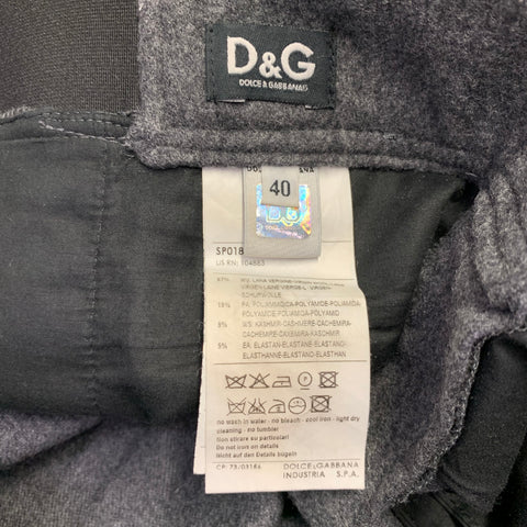 D&G by DOLCE & GABBANA Size S Grey Black Wool Blend Ribbon Trim Dress Pants